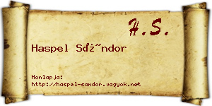Haspel Sándor névjegykártya